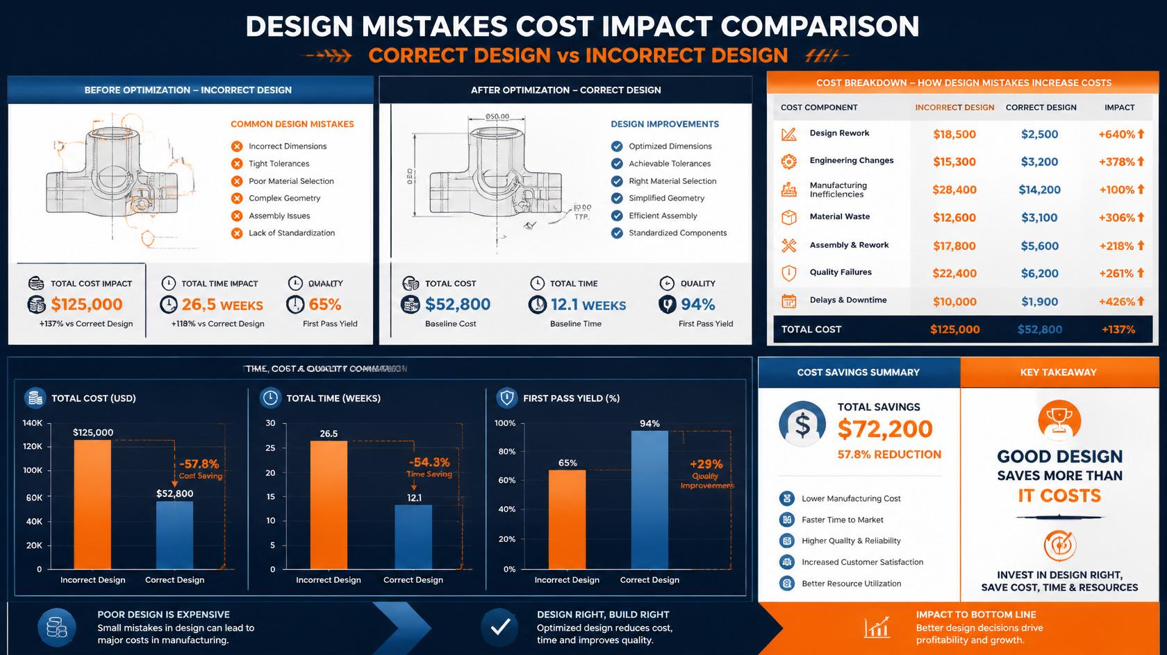 Cost Impact of CNC Design Mistakes Design Cost Comparison
