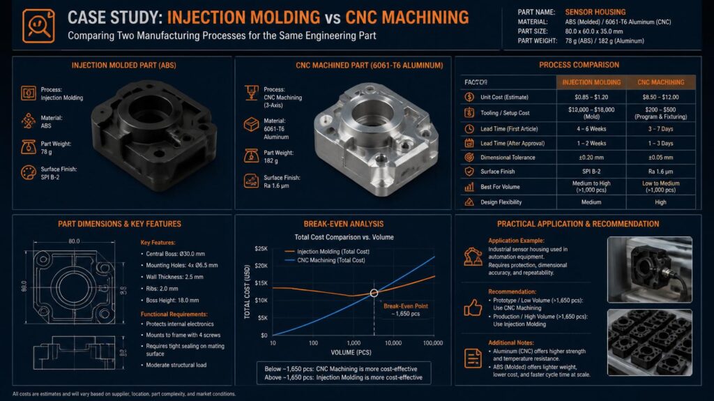 Real-world case study comparison injection molding vs CNC machining